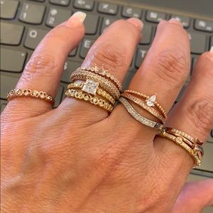 Rose Gold plated Heart Wedding Band Ring size 6